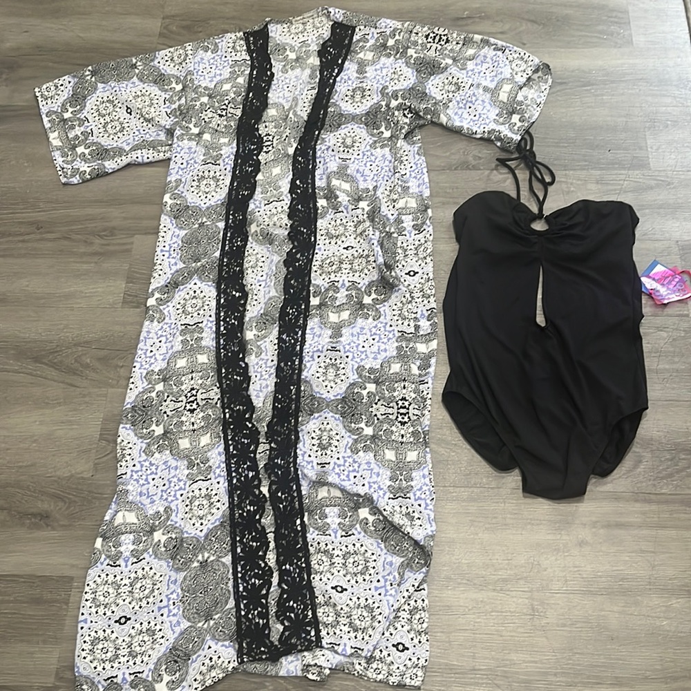 Kimono and swimsuit set